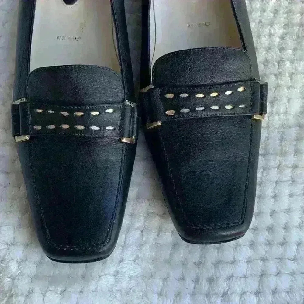 Amalfi black leather loafer sz 8 slip on classic minimalist comfortable dressy - Picture 8 of 14